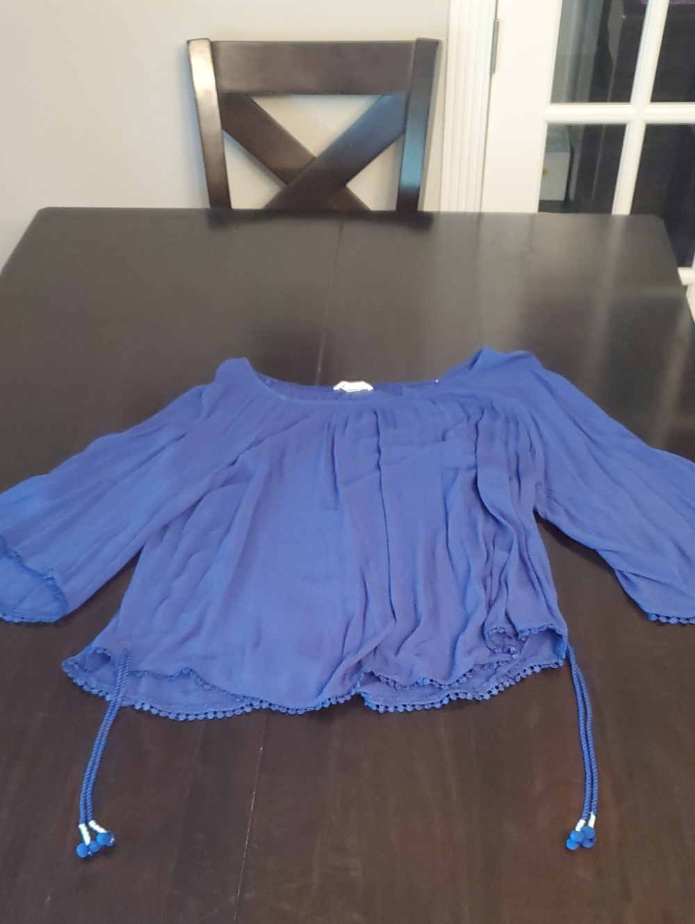 Tag#33 - Studio Royal Blue Off-Shoulder Peasant Blouse